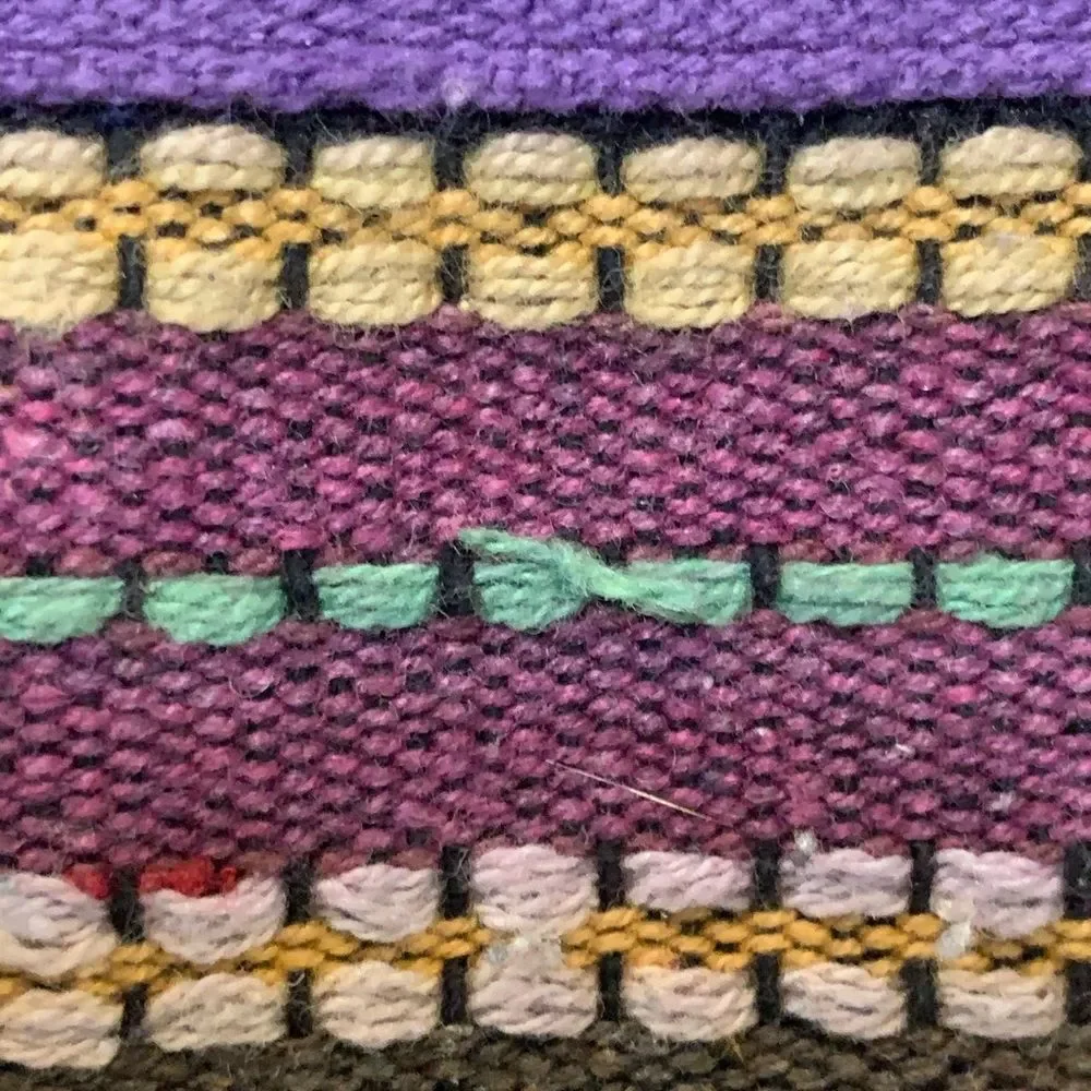 Handcrafted Purple Hobo Bag with Decorative Embroidered Stripes